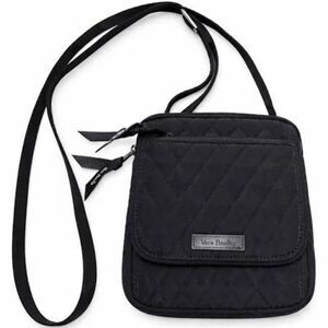 Vera Bradley Mini Hipster Black Quilted Crossbody Purse Bag Simple Minimalist